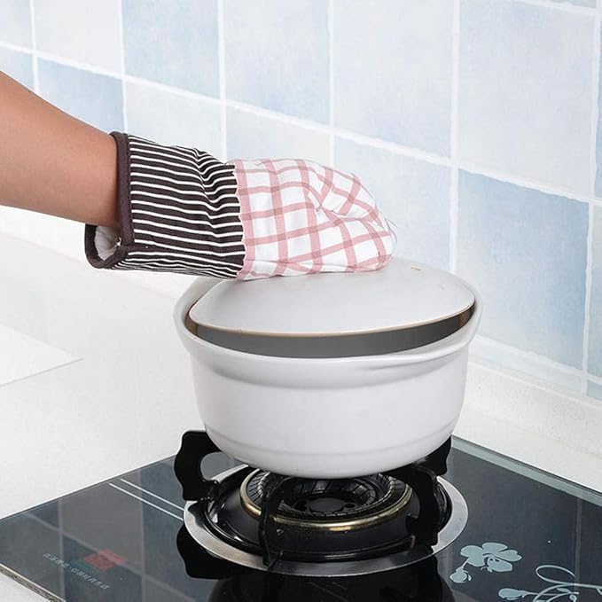1 Piece Glove Microwave BBQ Oven Cotton Baking Pot Mitts Cooking Heat Resistant Kitchen,100% Quilted Cotton with Thick Terry Cloth Lining