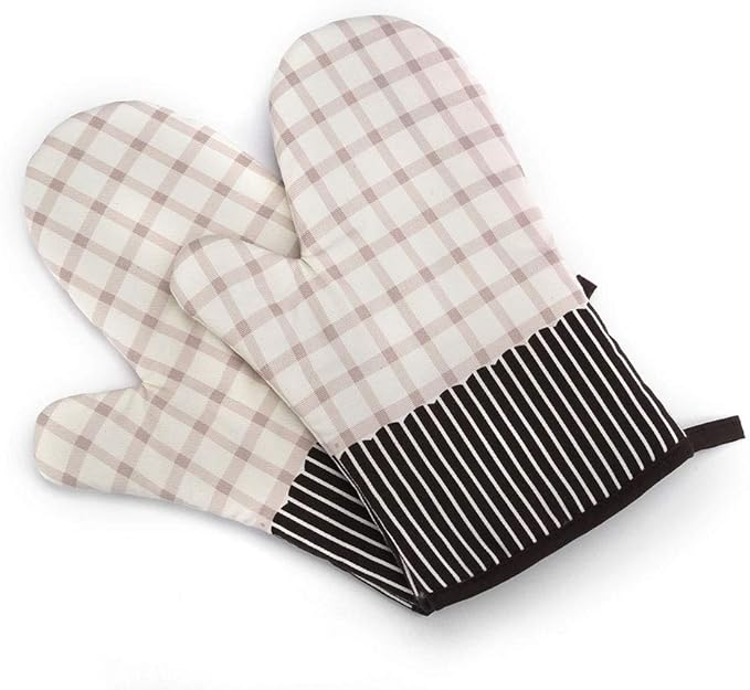 1 Piece Glove Microwave BBQ Oven Cotton Baking Pot Mitts Cooking Heat Resistant Kitchen,100% Quilted Cotton with Thick Terry Cloth Lining