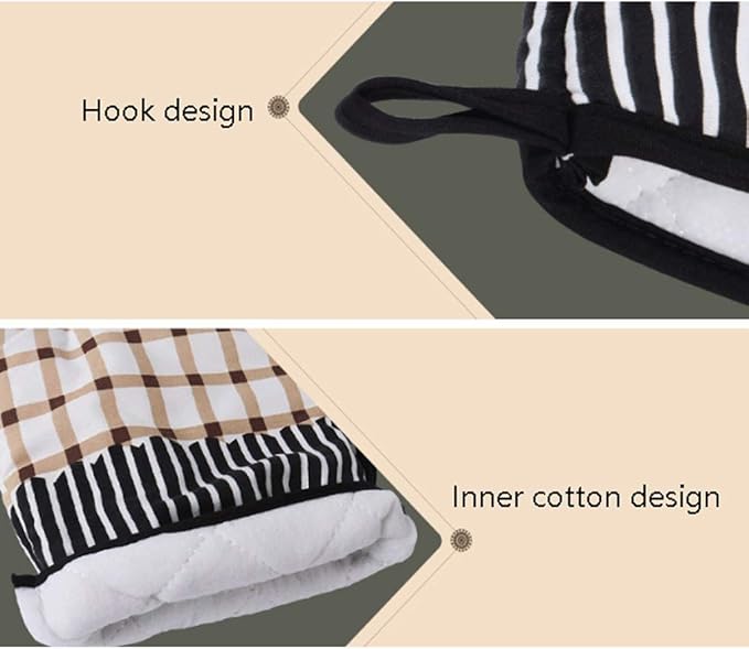 1 Piece Glove Microwave BBQ Oven Cotton Baking Pot Mitts Cooking Heat Resistant Kitchen,100% Quilted Cotton with Thick Terry Cloth Lining