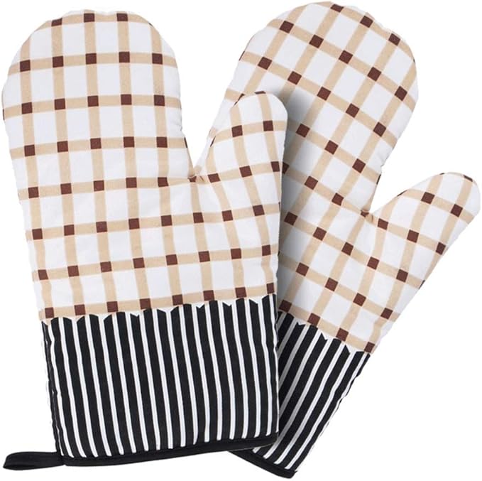 1 Piece Glove Microwave BBQ Oven Cotton Baking Pot Mitts Cooking Heat Resistant Kitchen,100% Quilted Cotton with Thick Terry Cloth Lining