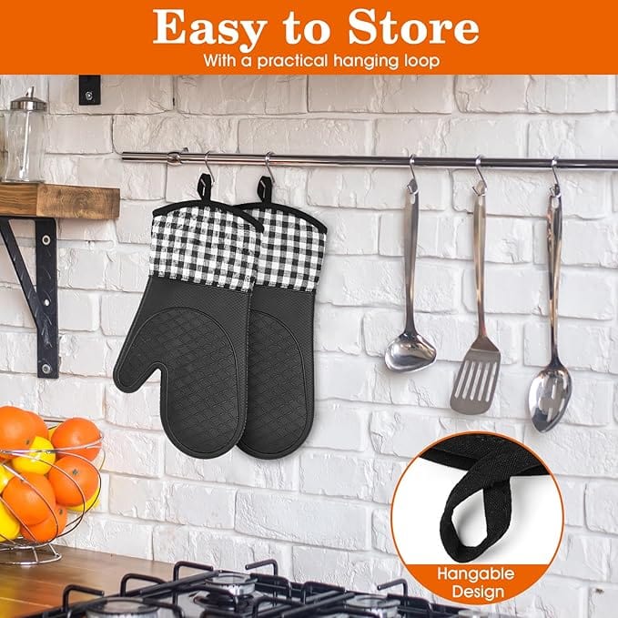 Heat Resistant Silicone Oven Gloves,Heat Resistant Silicone Oven Gloves With Non-slip Textured Grips For Kitchen Baking