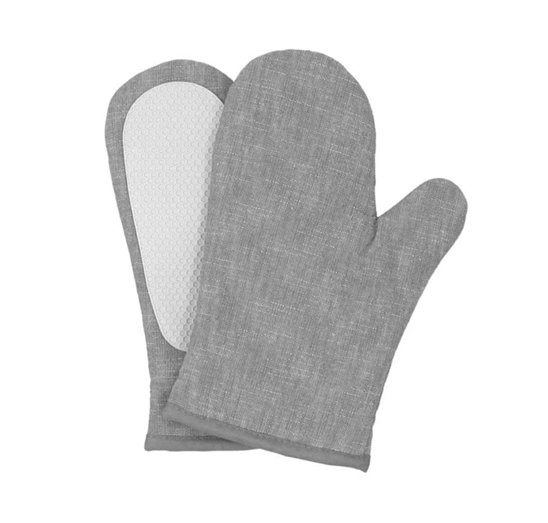 A pair Oven Gloves Heat Resistant, Silicone Oven Mitts with Cotton Terrycloth Lining and Twill Silicone Non-Slip Surface for Cooking Baking Grilling BBQ Microwave Gauntlet