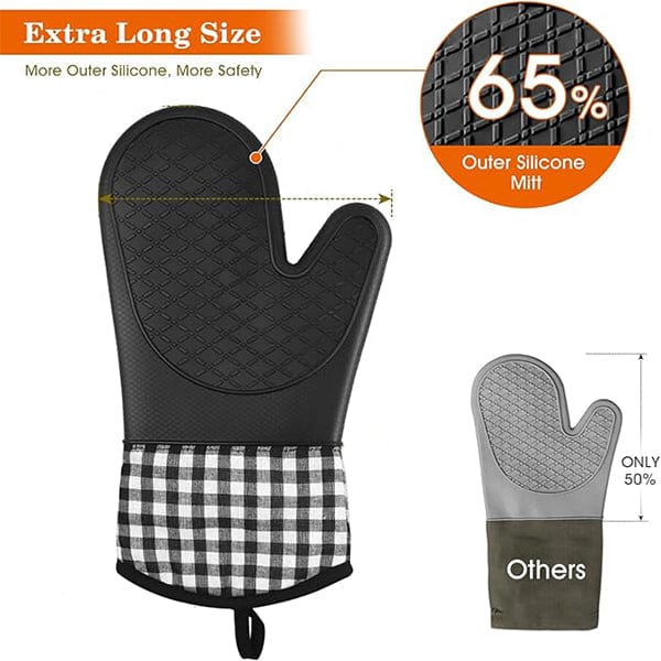 Heat Resistant Silicone Oven Gloves,Heat Resistant Silicone Oven Gloves With Non-slip Textured Grips For Kitchen Baking