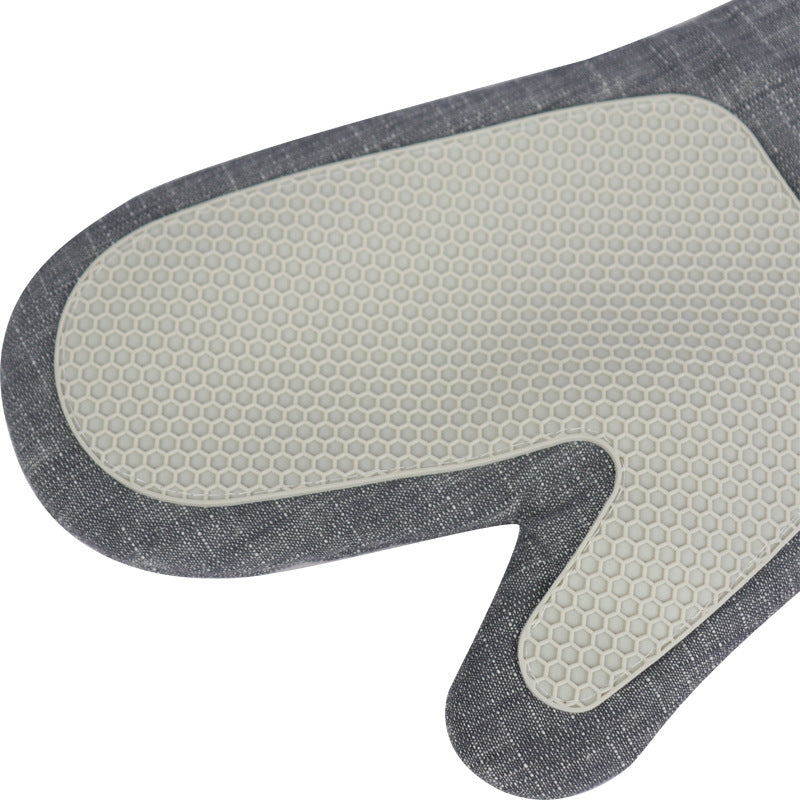 A pair Oven Gloves Heat Resistant, Silicone Oven Mitts with Cotton Terrycloth Lining and Twill Silicone Non-Slip Surface for Cooking Baking Grilling BBQ Microwave Gauntlet