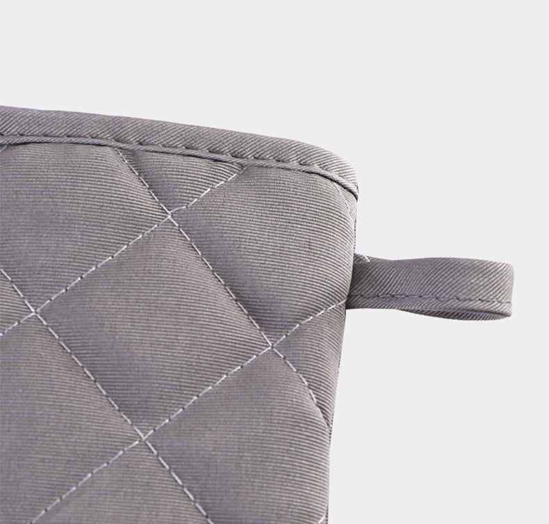Professional Cotton Oven Mitt, Oven Mitts with Quilted Lines, Heat Resistant Pot Holders, Flexible Oven Hand Gloves, Grey