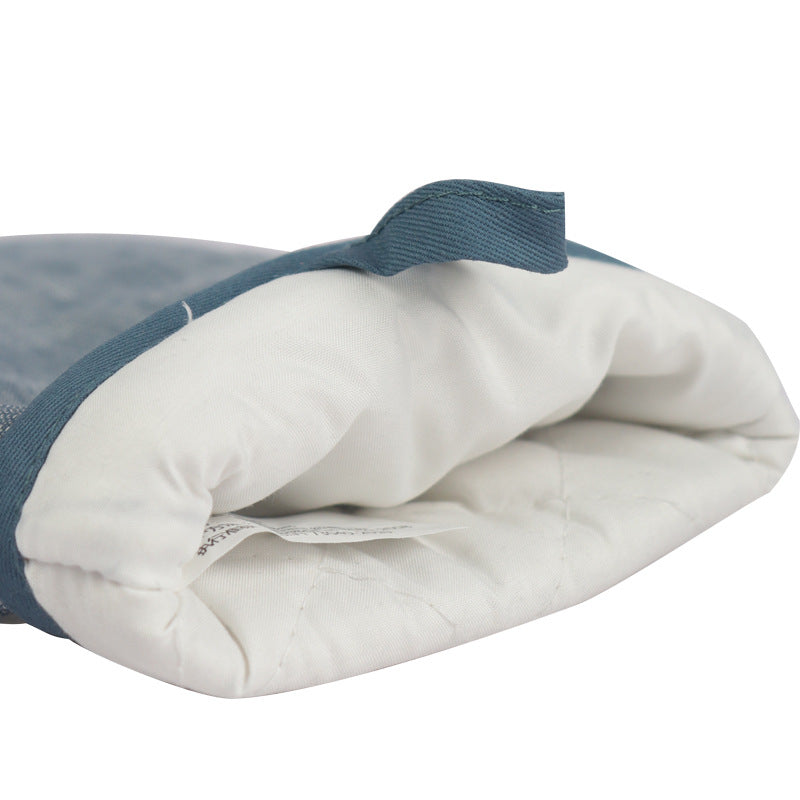 A pair Oven Gloves Heat Resistant, Silicone Oven Mitts with Cotton Terrycloth Lining and Twill Silicone Non-Slip Surface for Cooking Baking Grilling BBQ Microwave Gauntlet