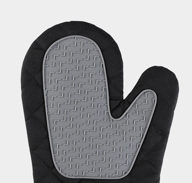 Professional Cotton Oven Mitt, Oven Mitts with Quilted Lines, Heat Resistant Pot Holders, Flexible Oven Hand Gloves, Grey