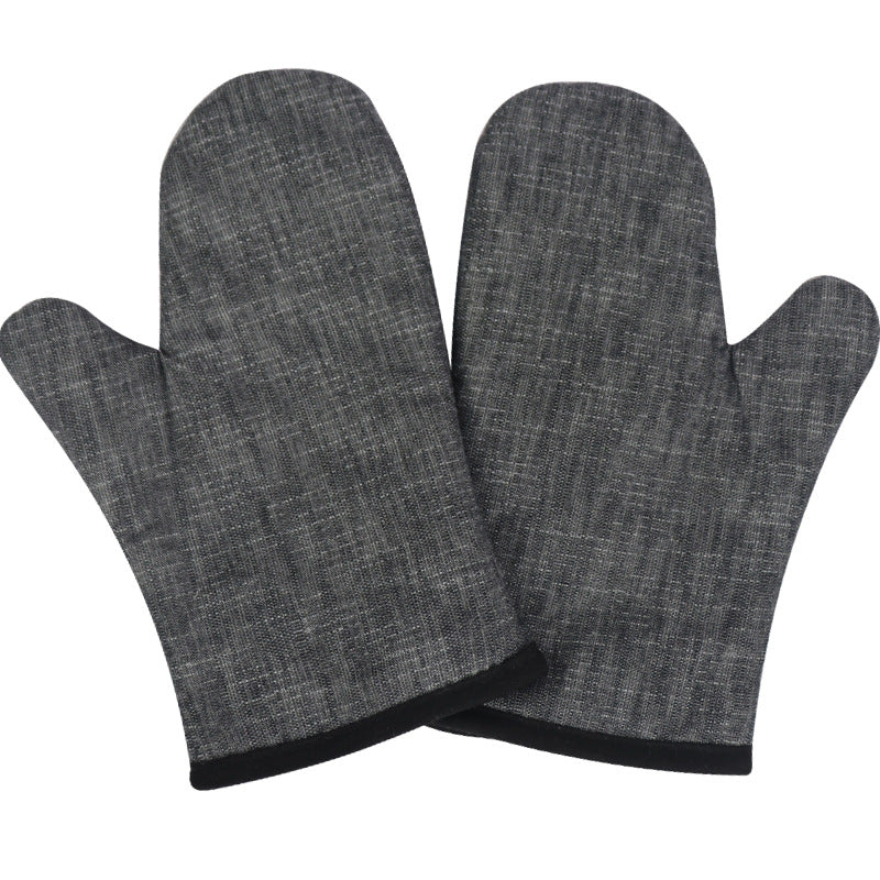 A pair Oven Gloves Heat Resistant, Silicone Oven Mitts with Cotton Terrycloth Lining and Twill Silicone Non-Slip Surface for Cooking Baking Grilling BBQ Microwave Gauntlet
