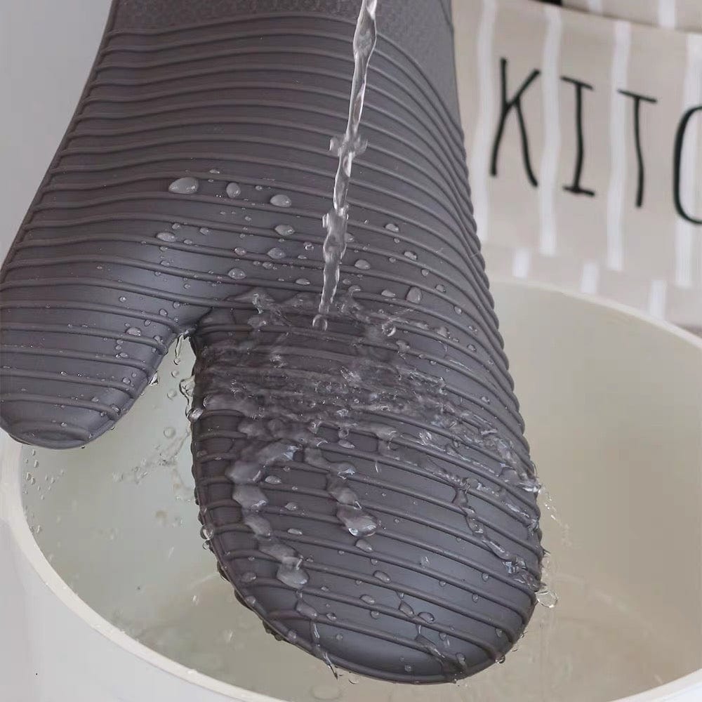 Silicone Oven Mitts, Heat Resistant Oven Gloves with Quilted Liner, Waterproof & Non-Slip Kitchen Mittens for Baking Cooking BBQ