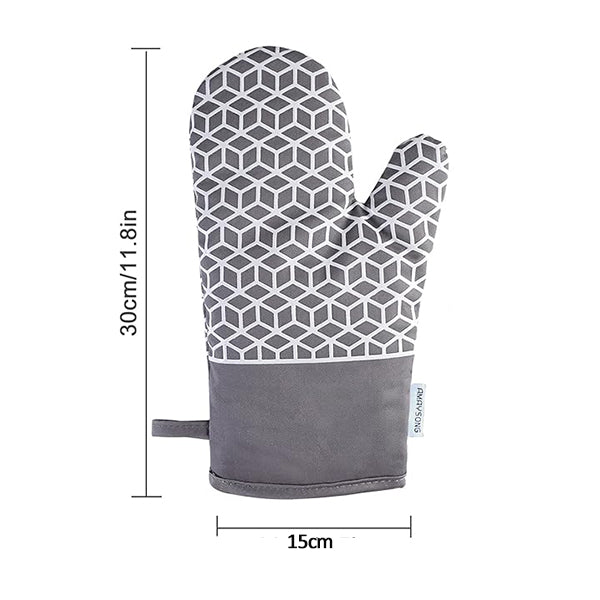 Oven Mitts and Pot Holders, Heat Resistant Oven Mitts Cooking Gloves with Non-Slip Silicone Strip for Kitchen, Baking, BBQ