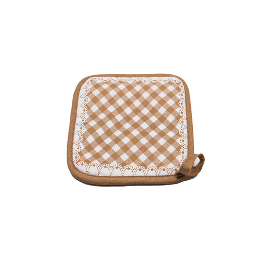potholder terylene heat resistant pot mat table hot mat plaid potholder hot pad with hanging loop
