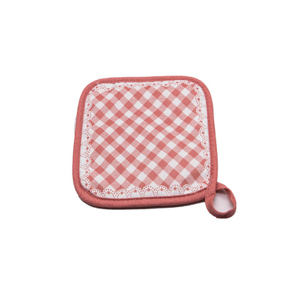 potholder terylene heat resistant pot mat table hot mat plaid potholder hot pad with hanging loop