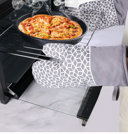Oven Mitts and Pot Holders, Heat Resistant Oven Mitts Cooking Gloves with Non-Slip Silicone Strip for Kitchen, Baking, BBQ