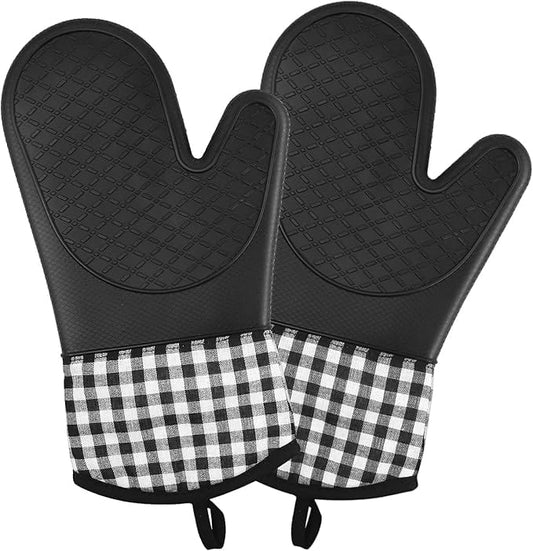 Heat Resistant Silicone Oven Gloves,Heat Resistant Silicone Oven Gloves With Non-slip Textured Grips For Kitchen Baking