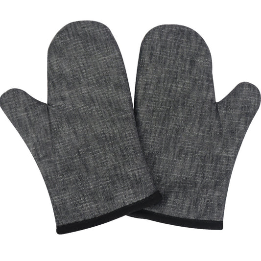 A pair Oven Gloves Heat Resistant, Silicone Oven Mitts with Cotton Terrycloth Lining and Twill Silicone Non-Slip Surface for Cooking Baking Grilling BBQ Microwave Gauntlet